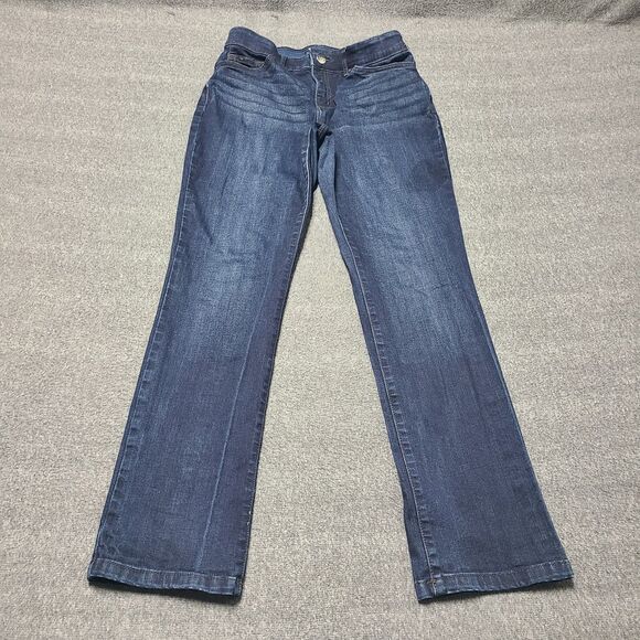 Lee Womens Jeans 8 Straight Leg Mid Rise Regular Fit Blue Denim Pants Stretch - Picture 1 of 9